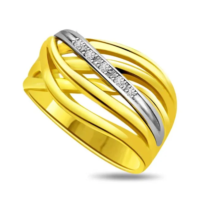 Two-Tone Real Diamond Gold Ring (SDR519)