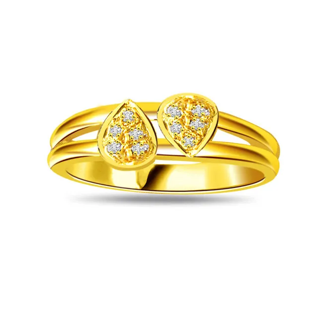 Real Diamond Heart Shape Gold Ring (SDR540)