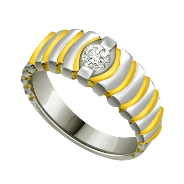 Two-Tone Real Diamond Solitaire Gold Ring (SDR561)