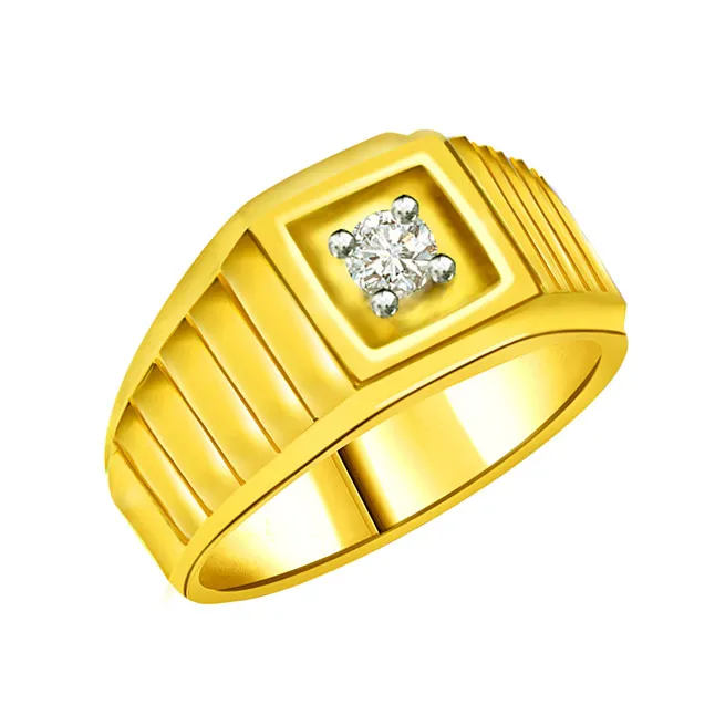 Real Diamond Solitaire Gold Men's Ring (SDR562)