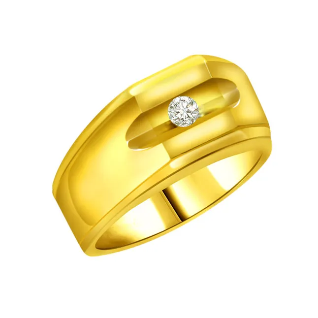 Real Diamond Solitaire Gold Men's Ring (SDR564)