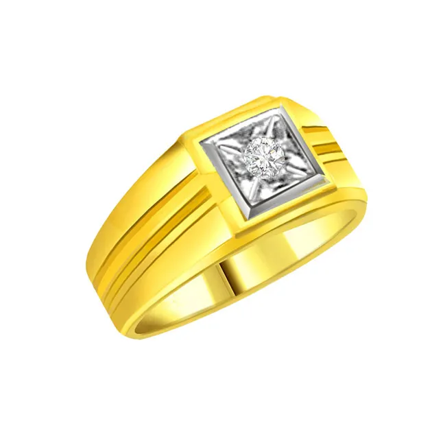 Diamond Gold Men's rings SDR565 -Two Tone Solitaire