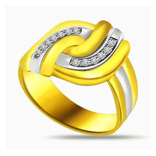 Two-Tone Real Diamond Gold Ring (SDR576)