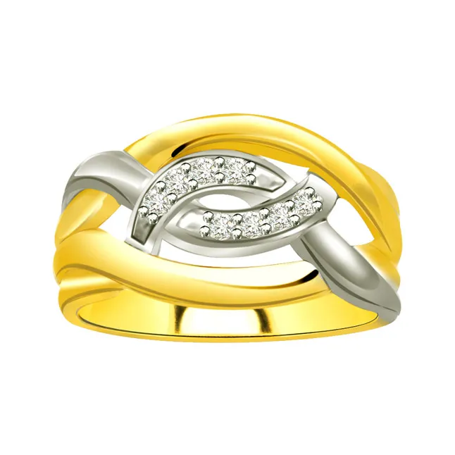 Two-Tone Real Diamond Gold Ring (SDR583)
