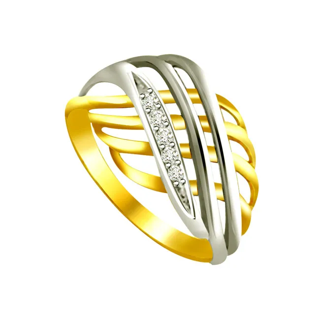 Trendy Diamond Gold rings SDR589 -White Yellow Gold rings