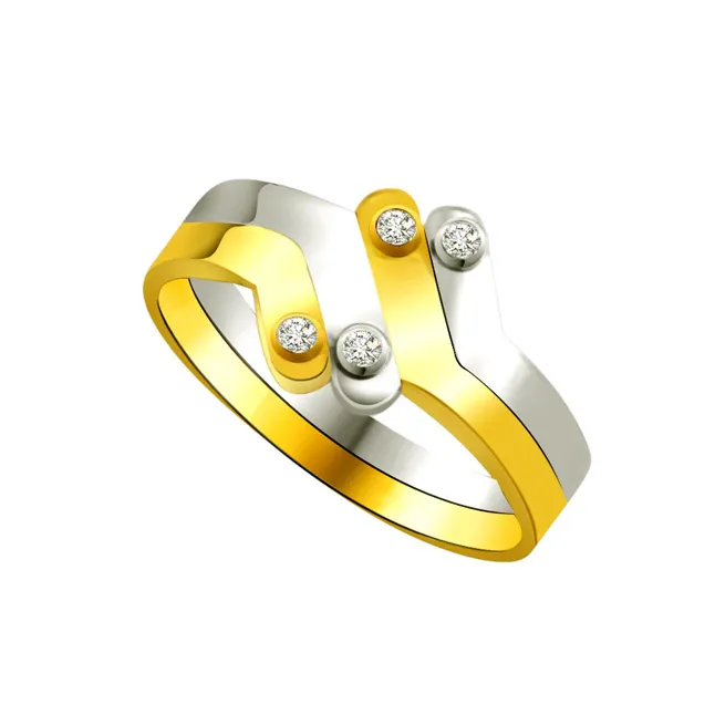 Two-Tone Real Diamond Gold Ring (SDR597)