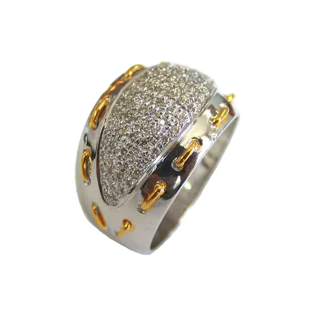 Sensation - Real Diamond & 18K Rhodium Plated Pave Ring (SDR6)