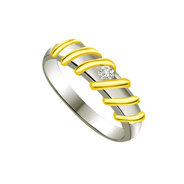 Two-Tone Solitaire Real Diamond Ring (SDR600)