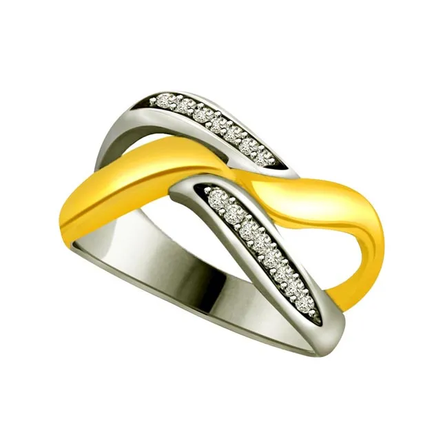 Two-Tone Real Diamond Gold Ring (SDR602)