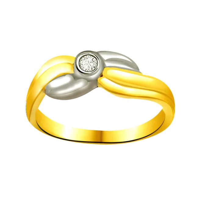 Two-Tone Solitaire Real Diamond Ring (SDR613)