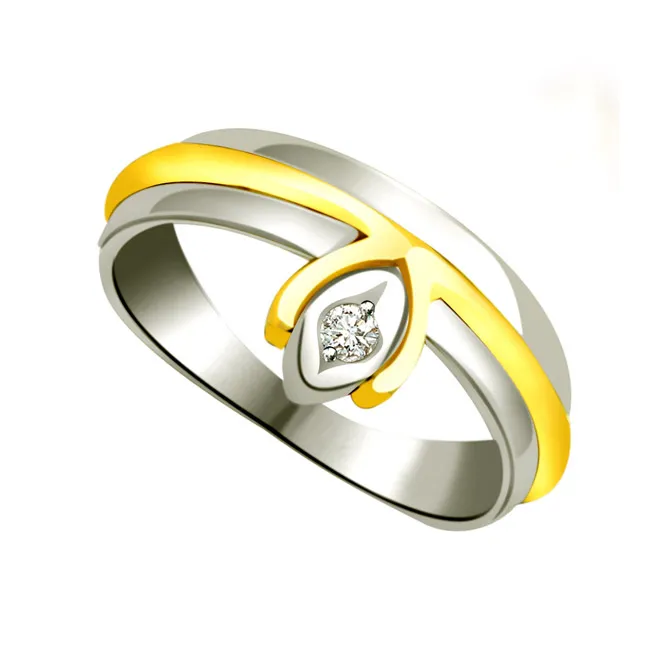 Two-Tone Solitaire Real Diamond Ring (SDR615)