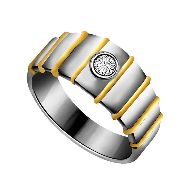 0.10 cts Two Tone Diamond Men's rings -Two Tone Solitaire