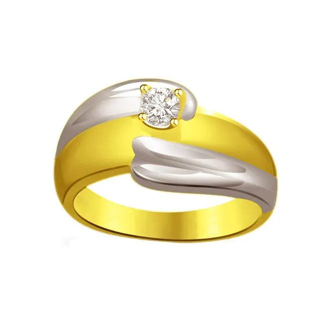 Two-Tone Solitaire Real Diamond Ring (SDR626)