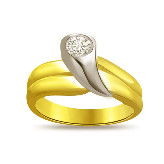 Solitaire Two-Tone Real Diamond Ring (SDR627)