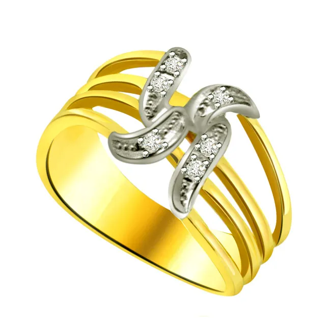 Swastik Real Diamond Gold Ring (SDR637)