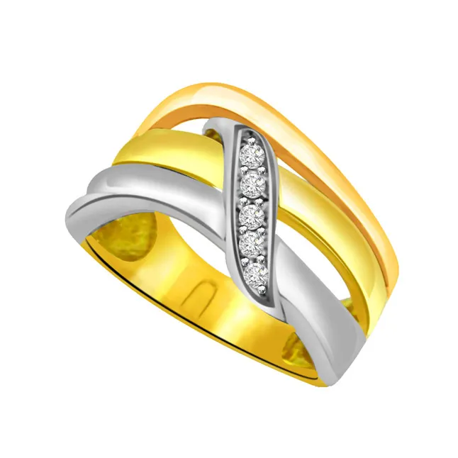 Trendy Real Diamond Two-Tone Ring (SDR642)