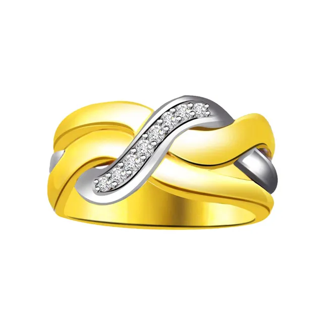 Classic Diamond Two -Tone rings SDR645 -White Yellow Gold rings