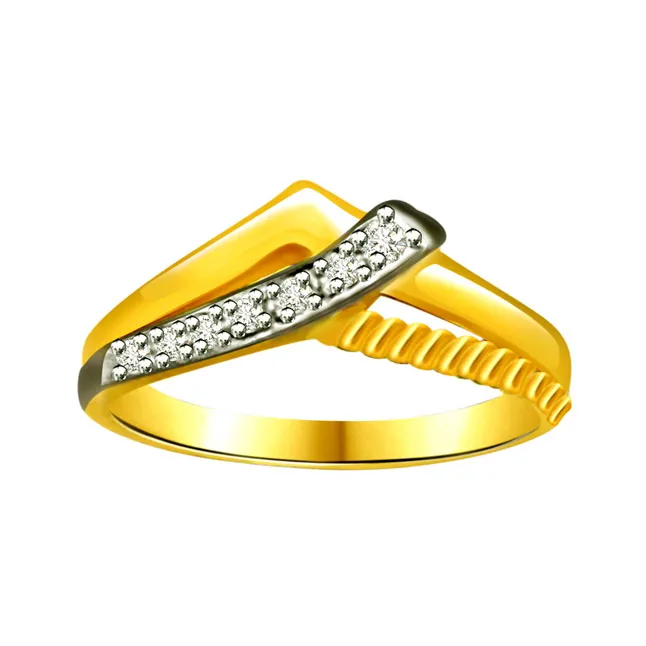 Trendy Real Diamond Two-Tone Ring (SDR649)