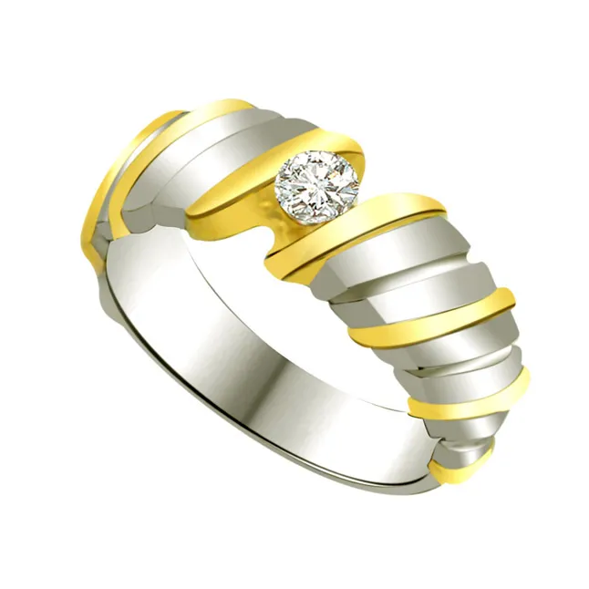 Solitaire Two-Tone Real Diamond Ring (SDR652)