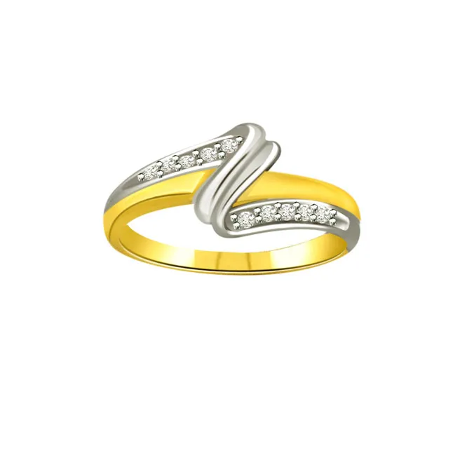 Trendy Real Diamond Two-Tone Ring (SDR664)