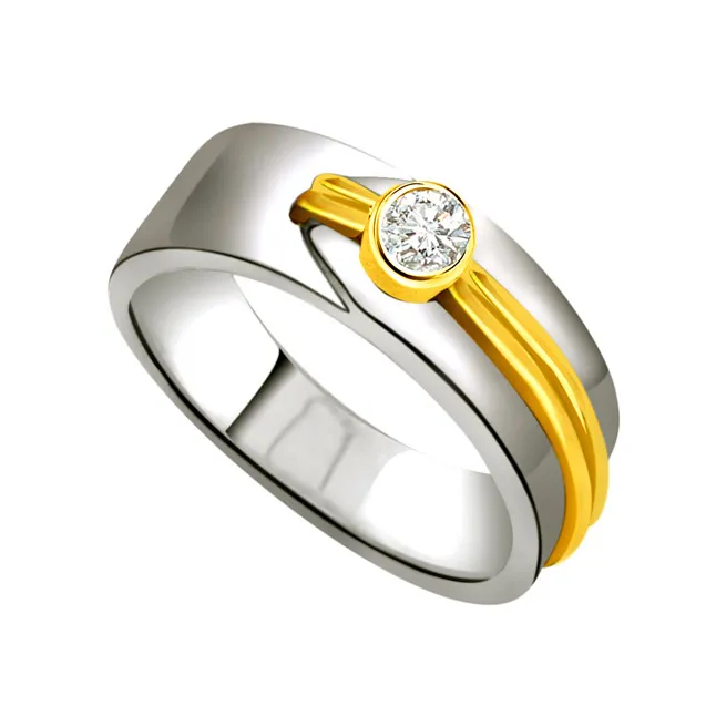 Solitaire Two-Tone Real Diamond Ring (SDR672)