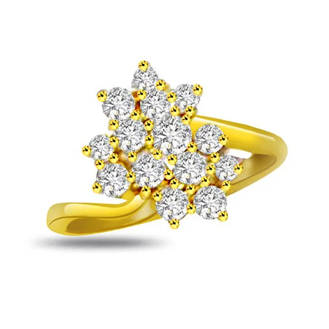 Flower Shape Real Diamond Ring (SDR677)