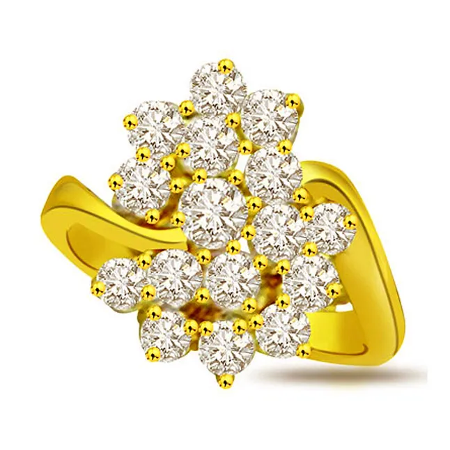 Flower Shape Real Diamond Ring (SDR678)