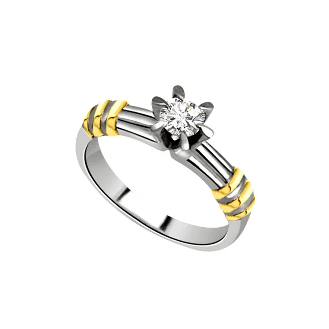 Solitaire Two-Tone Real Diamond Ring (SDR692)