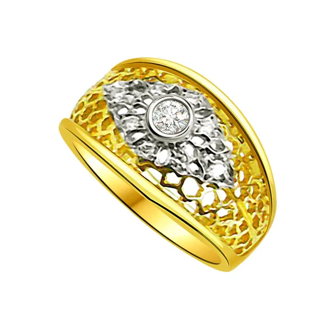 Trendy Diamond Gold rings SDR714 -White Yellow Gold rings