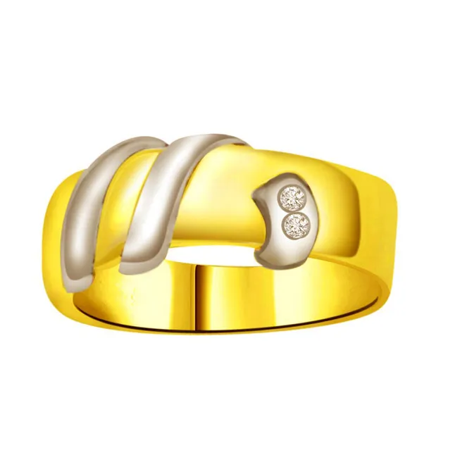 Trendy Diamond Gold rings SDR729 -White Yellow Gold rings