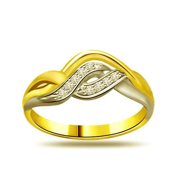 Two-Tone Real Diamond Gold Ring (SDR751)