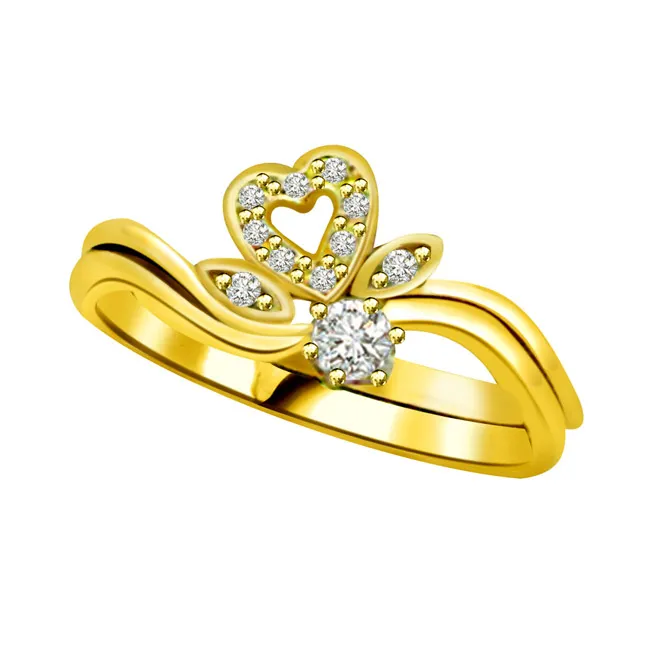 Diamond Heart Shape Gold rings SDR772