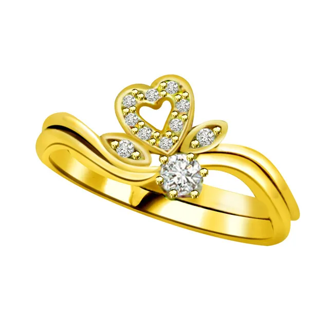 Real Diamond Heart Shape Gold Ring (SDR772)