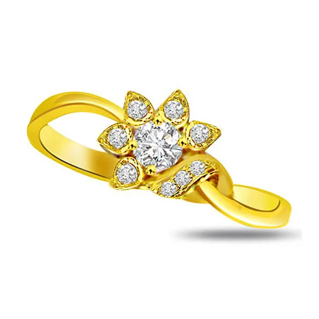 Flower Shape Real Diamond Gold Ring (SDR782)