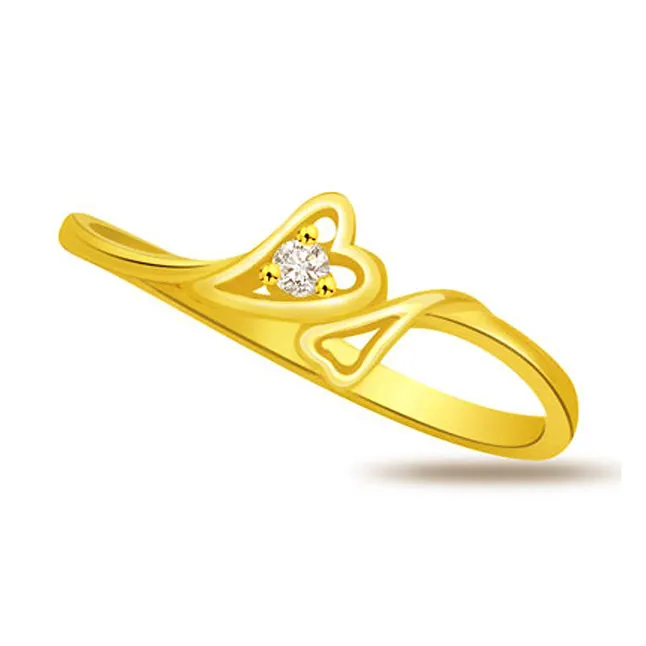 Diamond Heart Shape Gold Ring (SDR785)