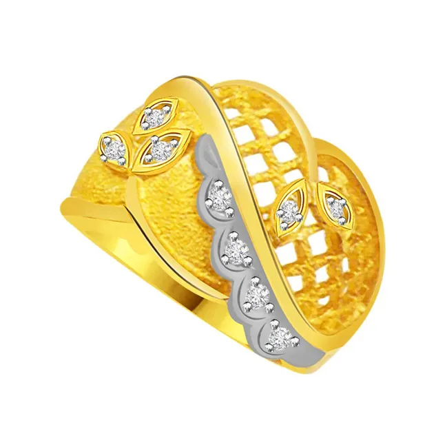 Two-Tone Real Diamond Gold Ring (SDR795)