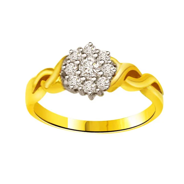 Flower Shape Real Diamond Gold Ring (SDR796)