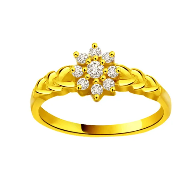 Flower Shape Real Diamond Gold Ring (SDR831)