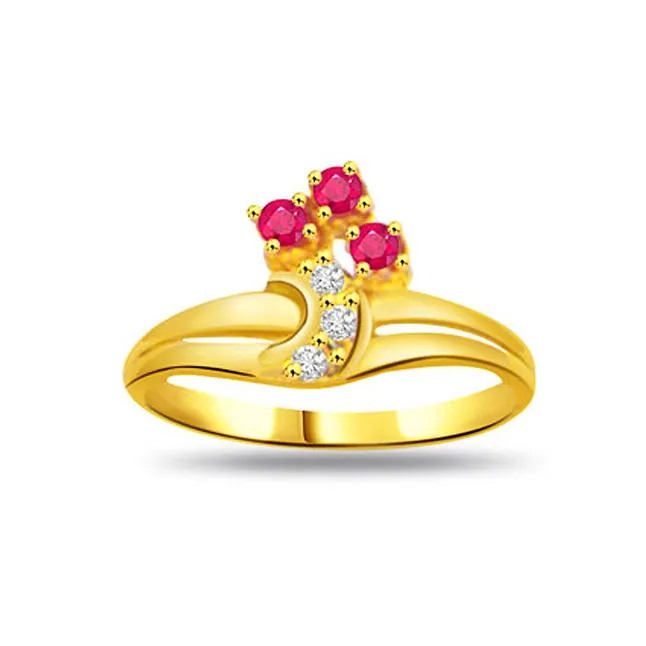 0.06cts Real Diamond & Ruby Gold Ring (SDR966)