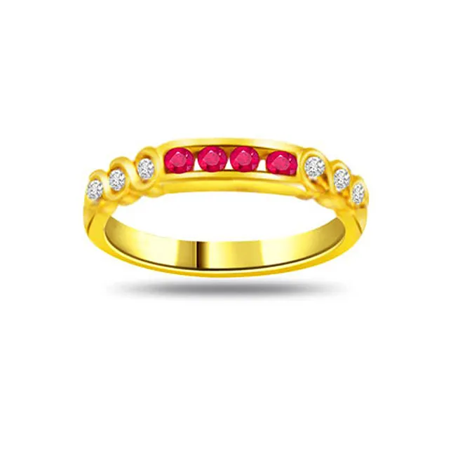 Real Diamond & Ruby Gold Ring (SDR968)