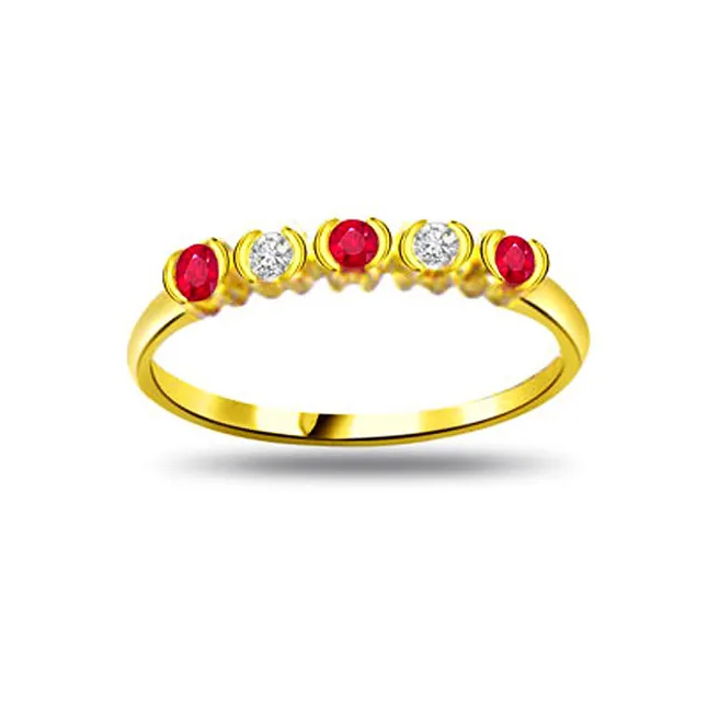 Real Diamond & Ruby Gold Ring (SDR971)