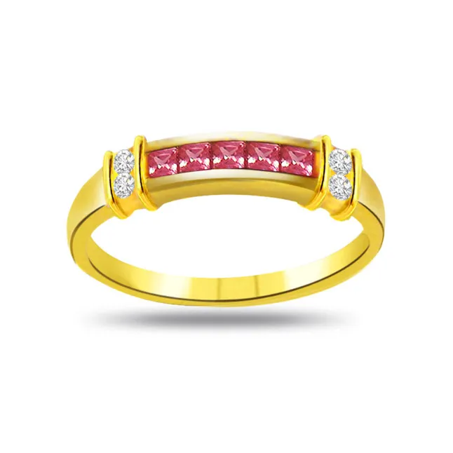 Real Diamond & Ruby Gold Ring (SDR982)