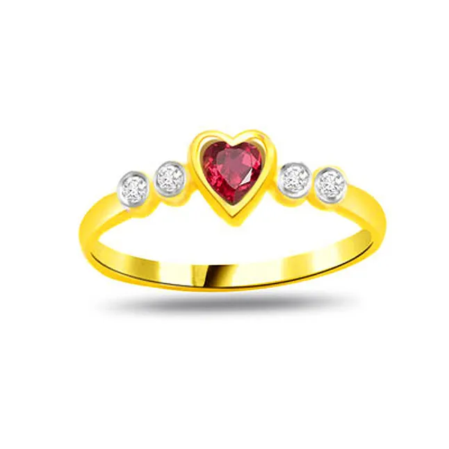 Real Diamond & Ruby Heart Ring (SDR983)