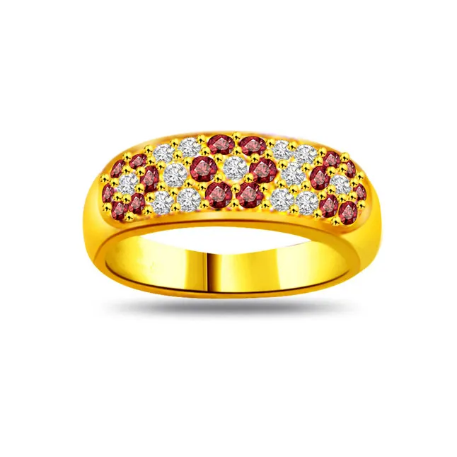 Flower Shape Real Diamond & Ruby Ring (SDR986)