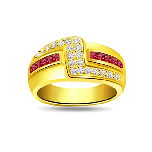 Trendy Real Diamond & Ruby Ring (SDR988)