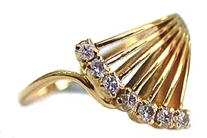 Fanfare  -  Real Diamond & 18K Gold Fan Shape Ring (SDR1)