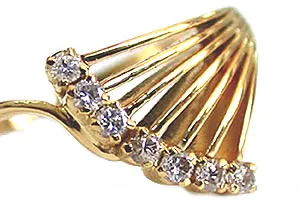 Fanfare  -  Real Diamond & 18K Gold Fan Shape Ring (SDR1)