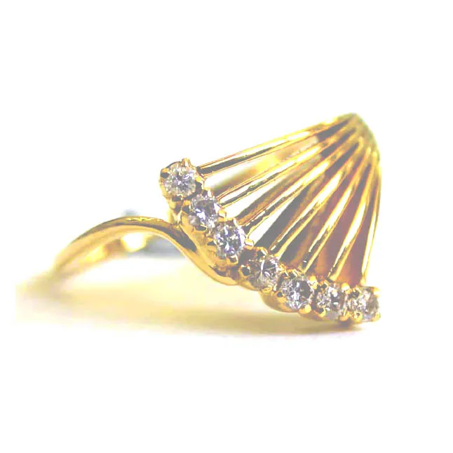 Fanfare  -  Real Diamond & 18K Gold Fan Shape Ring (SDR1)