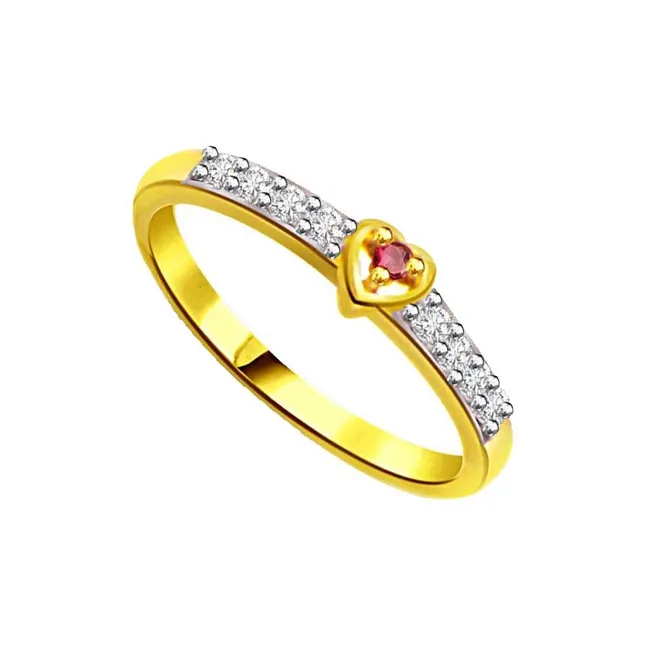 Sun Moon Affair 0.12cts Diamond & Ruby Heart Ring (SDR1001)