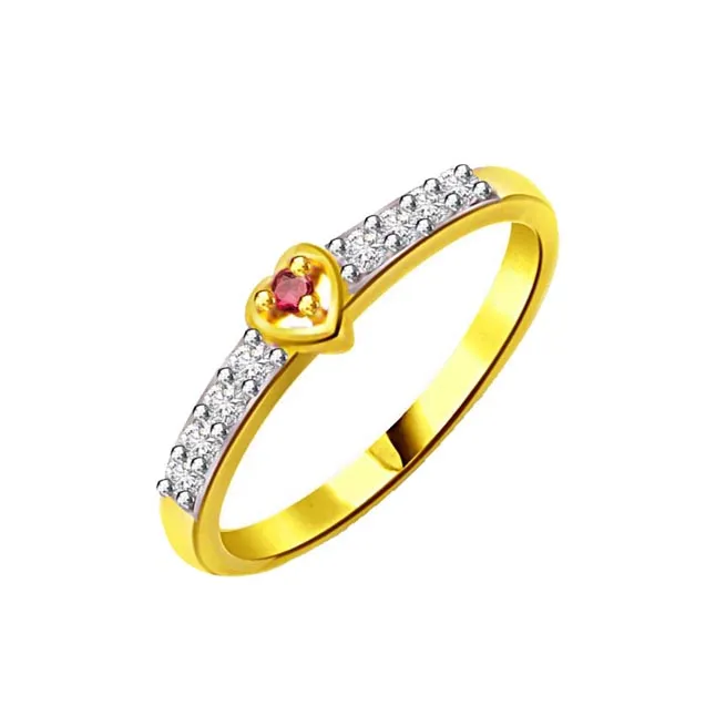 Sun Moon Affair 0.12cts Diamond & Ruby Heart Ring (SDR1001)